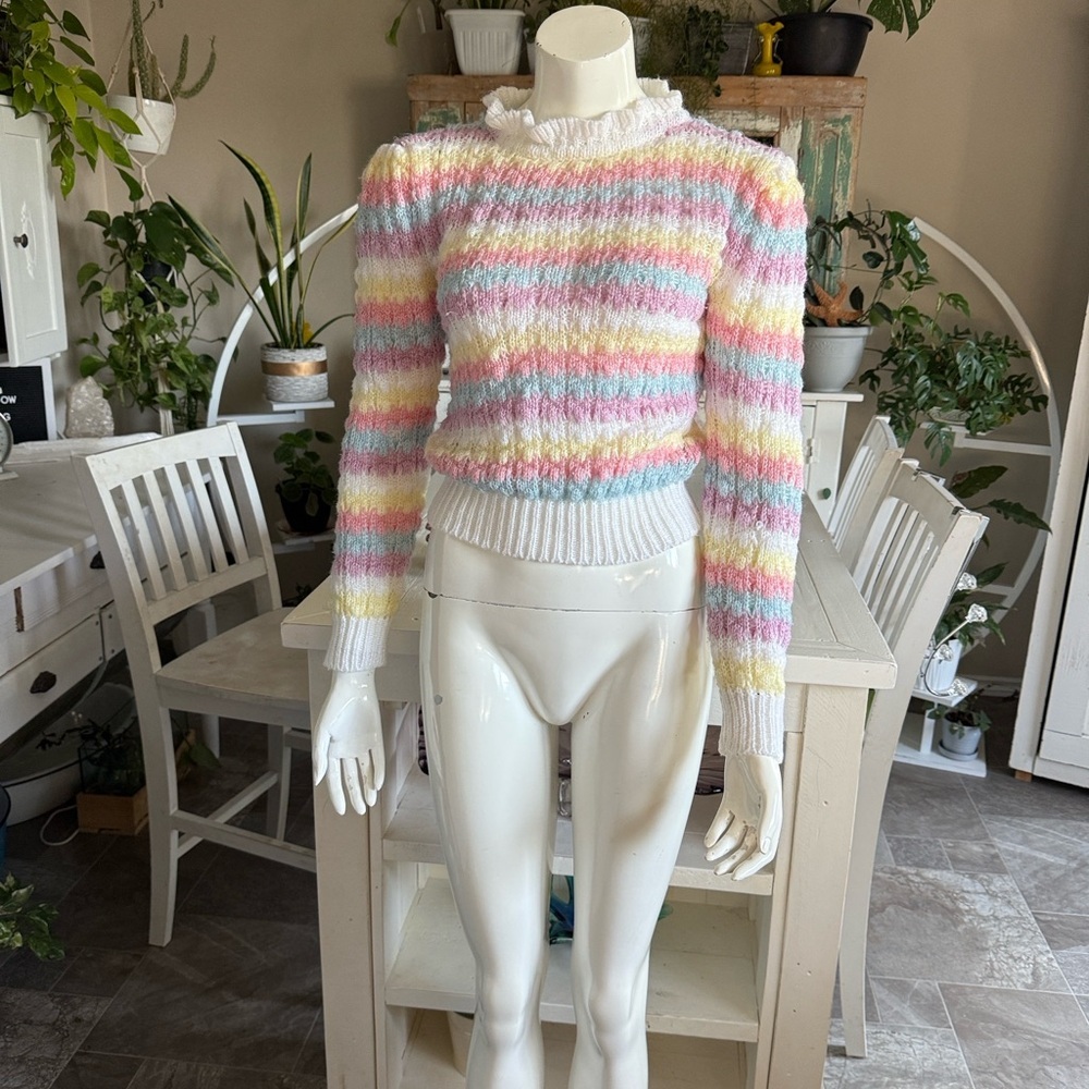 Mister NOAH VTG 1970/80s pastel striped bobble stitch